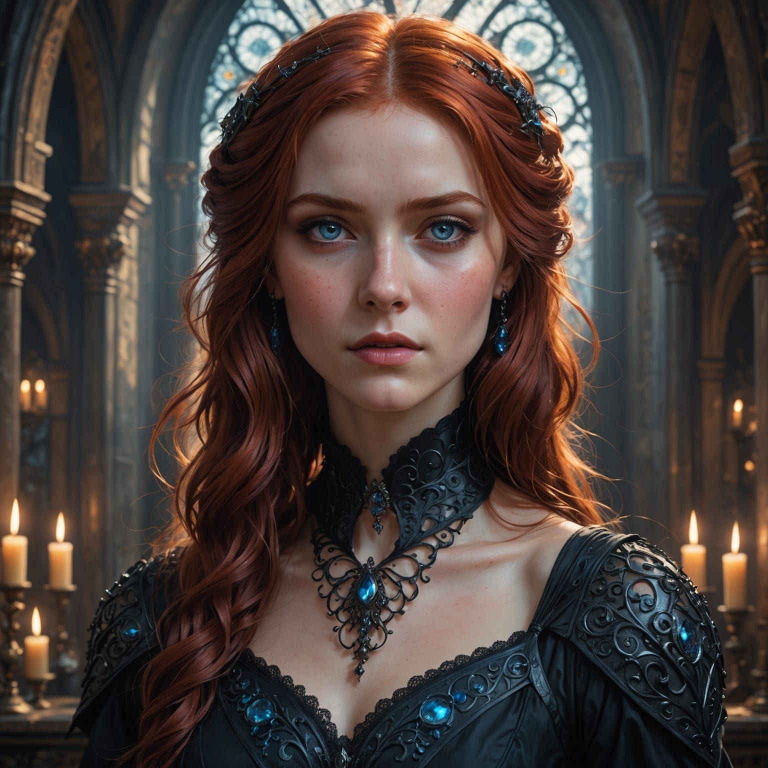 Gothic Beauty in Dark, Triadic Hues