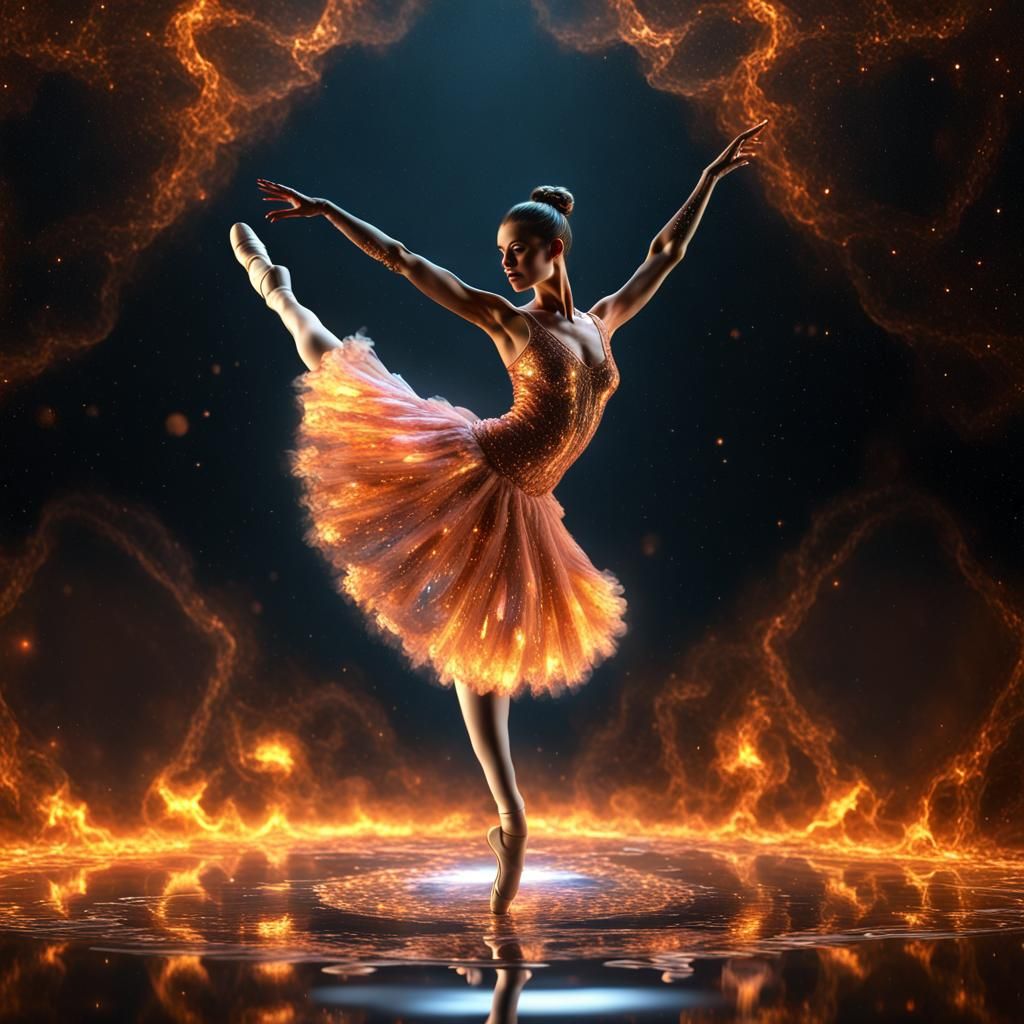 Shattered Golden Ballerina in Candy Art Style