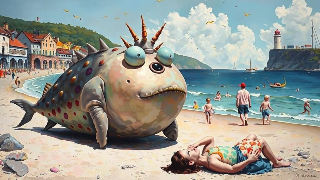 Angler Fish Oil Painting in Pop Surrealism Style