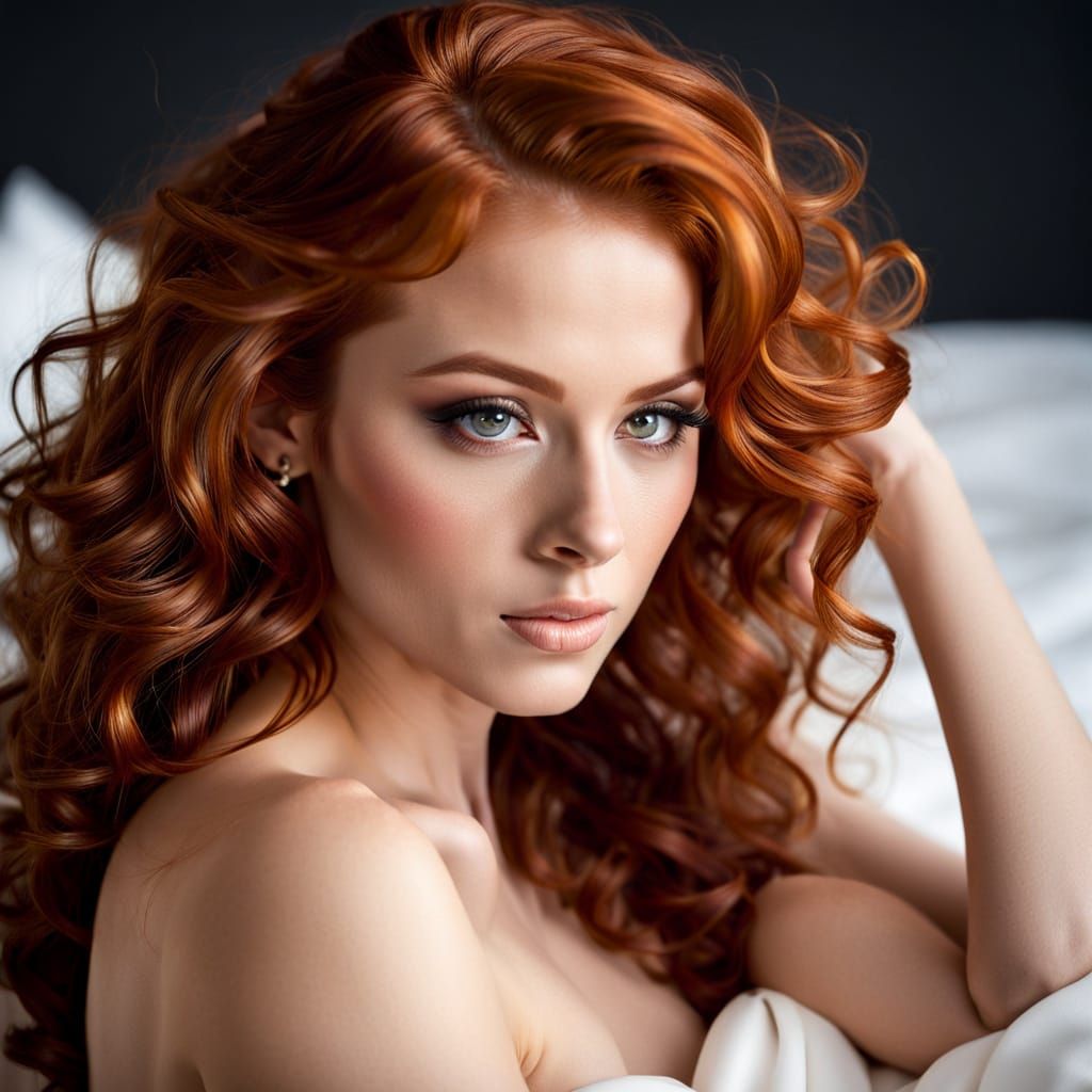 Sensual Redhead Bares Her Beauty in a Moody Bedtime Scene