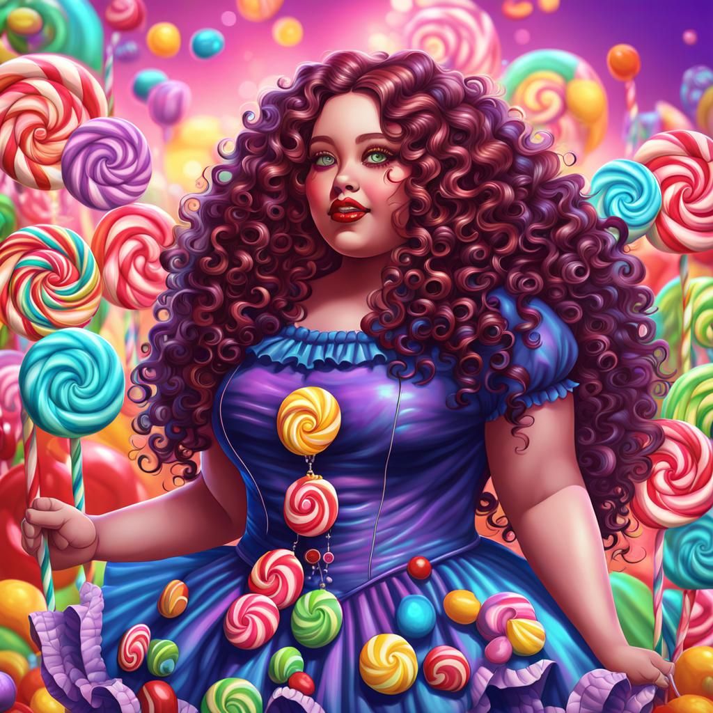 gothic whimsical plus size woman with long curly hair