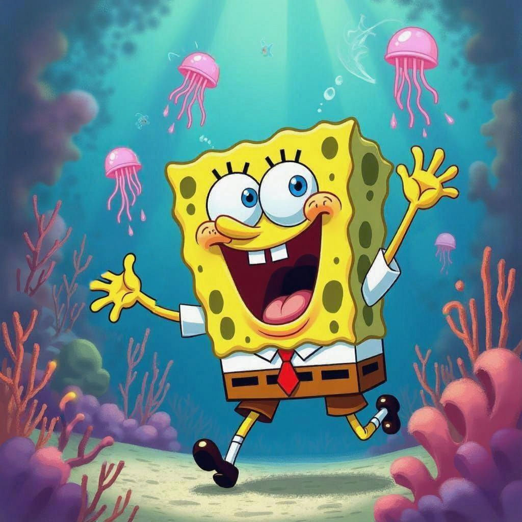 Spongebob in Whimsical Cartoon Style
