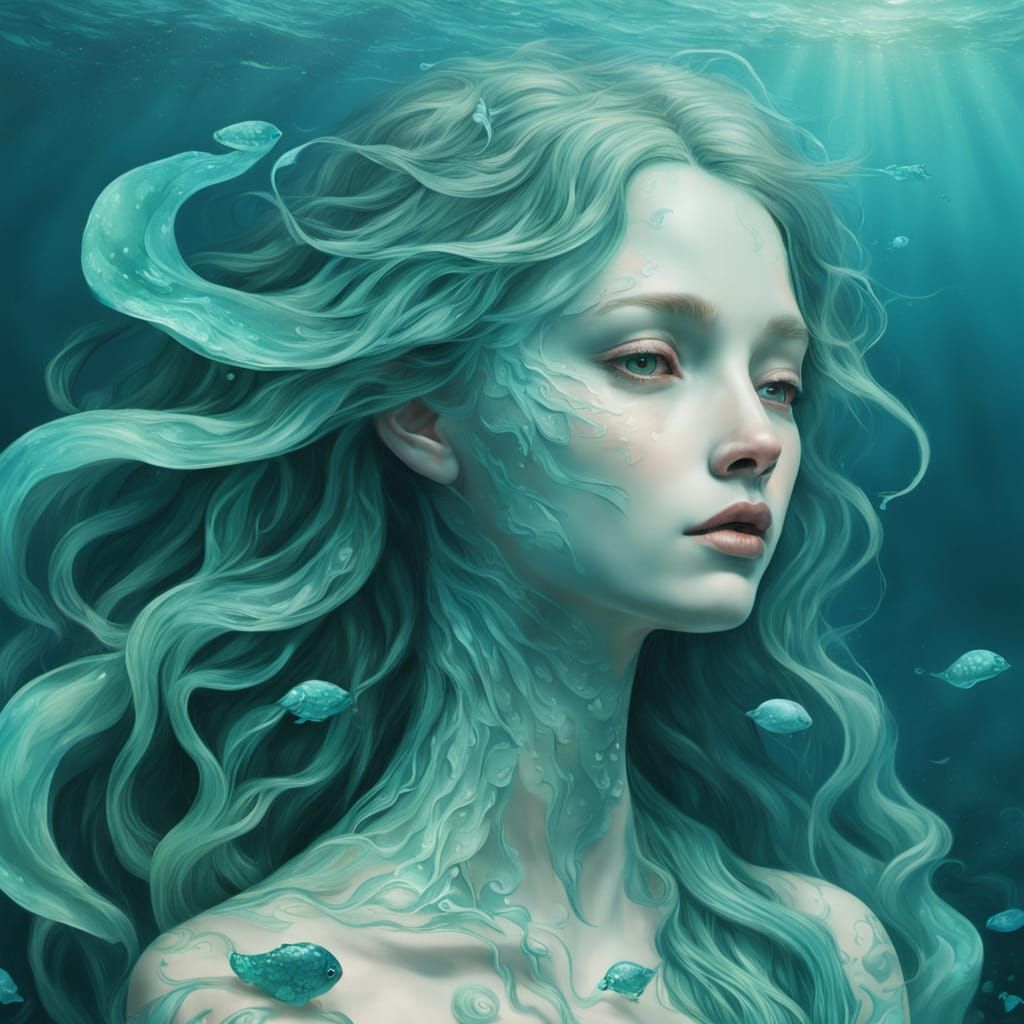 Ethereal Selkie with Pulsing Heart on Rock