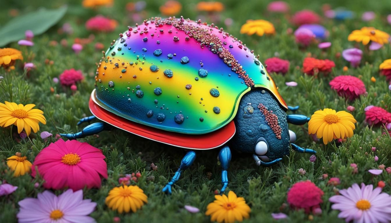Beetle's Colorful Rainy Day Perspective