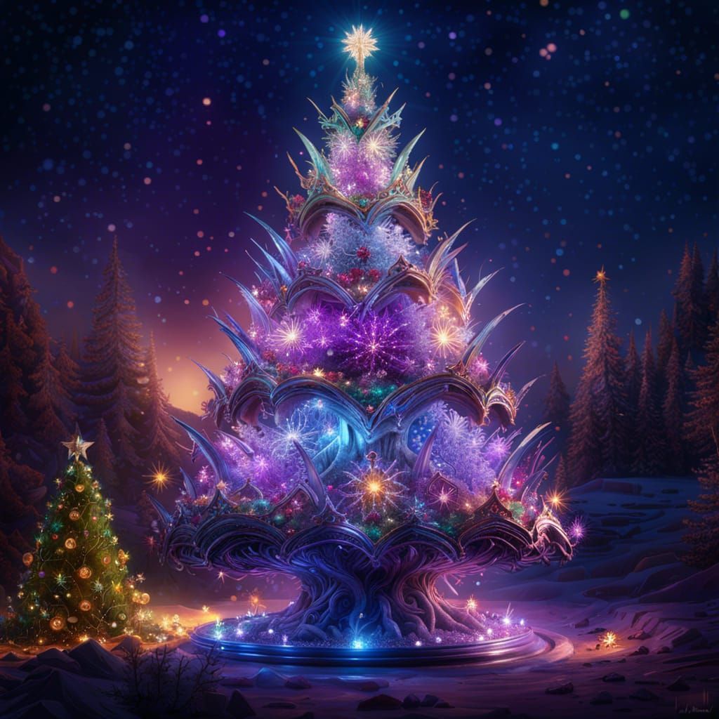 Crystalline Christmas Tree Fantasycore Artwork