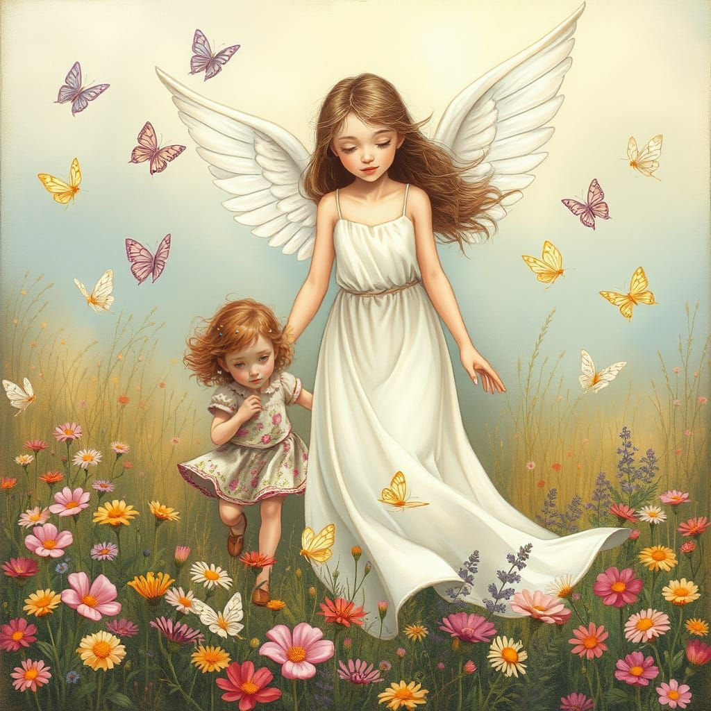 Whimsical Fairy Chase Through Vibrant Wildflower Fields