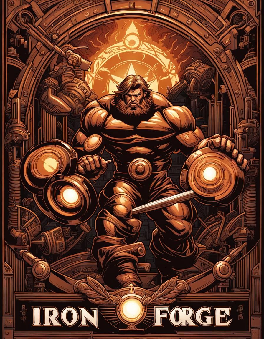 Iron Forge Gym Poster in Comic Book Art Style