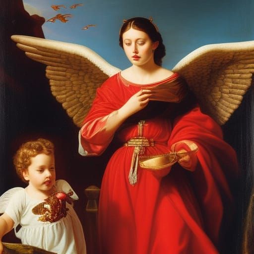 Angel with Blood: Hyperrealistic Digital Art