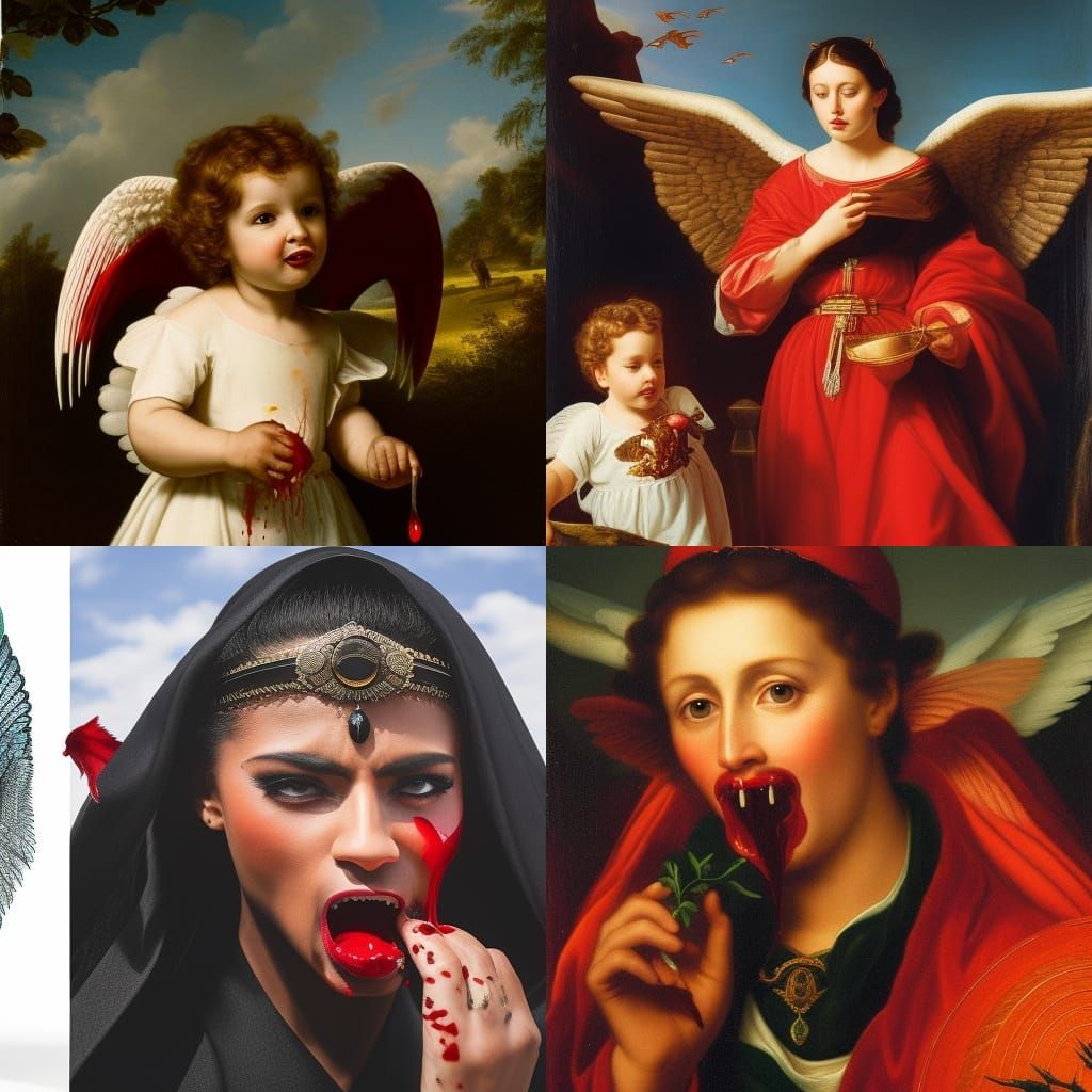 Dark Angel with Blood, Highly Detailed Fantasy Art