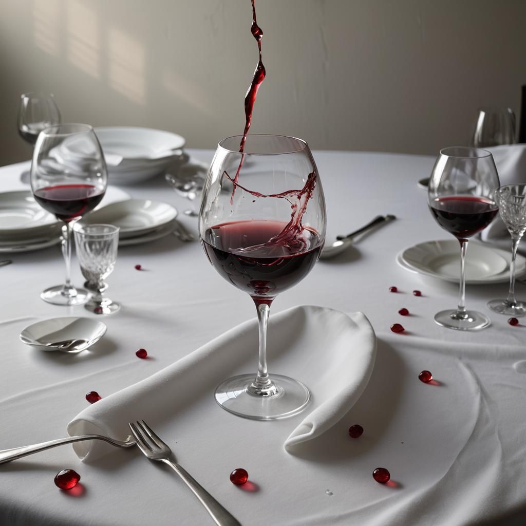 Swirling Red Wine in Dreamlike Setting as Dali Painting