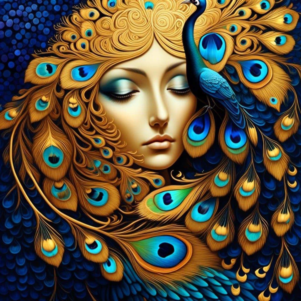 Hyperrealistic Peacocks with Geometric Details