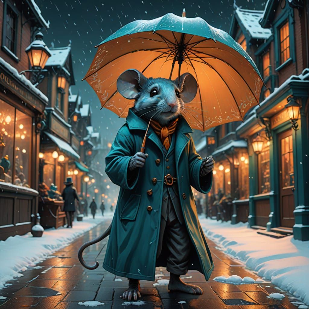 Mouse in Elegant Victorian Winter Wonderland