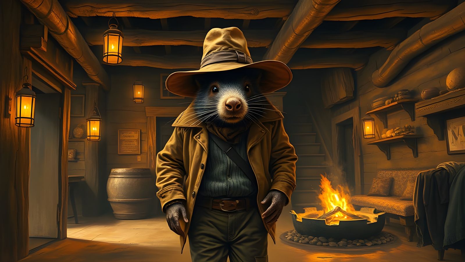 Anthropomorphic Wombat Enters Australian Pub