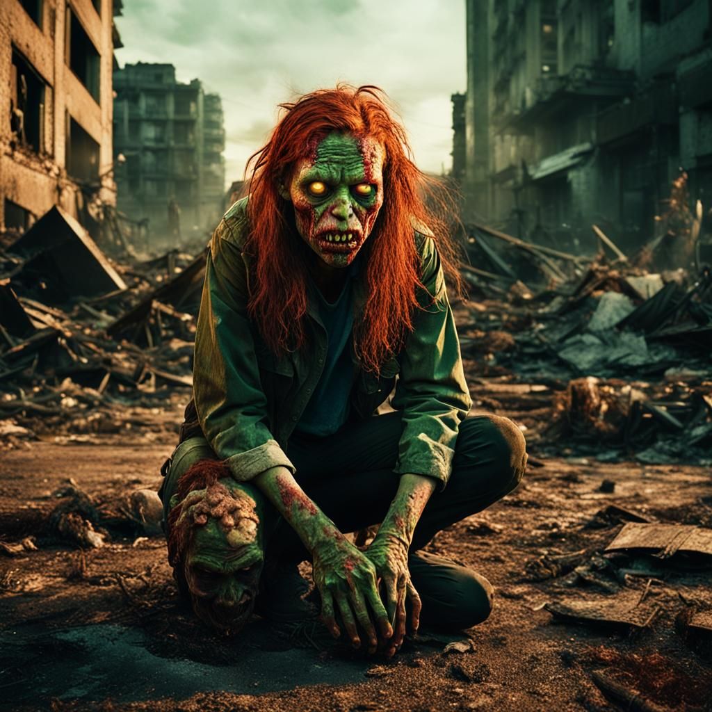 Post-Nuclear War: Plant Zombies in Ruined City