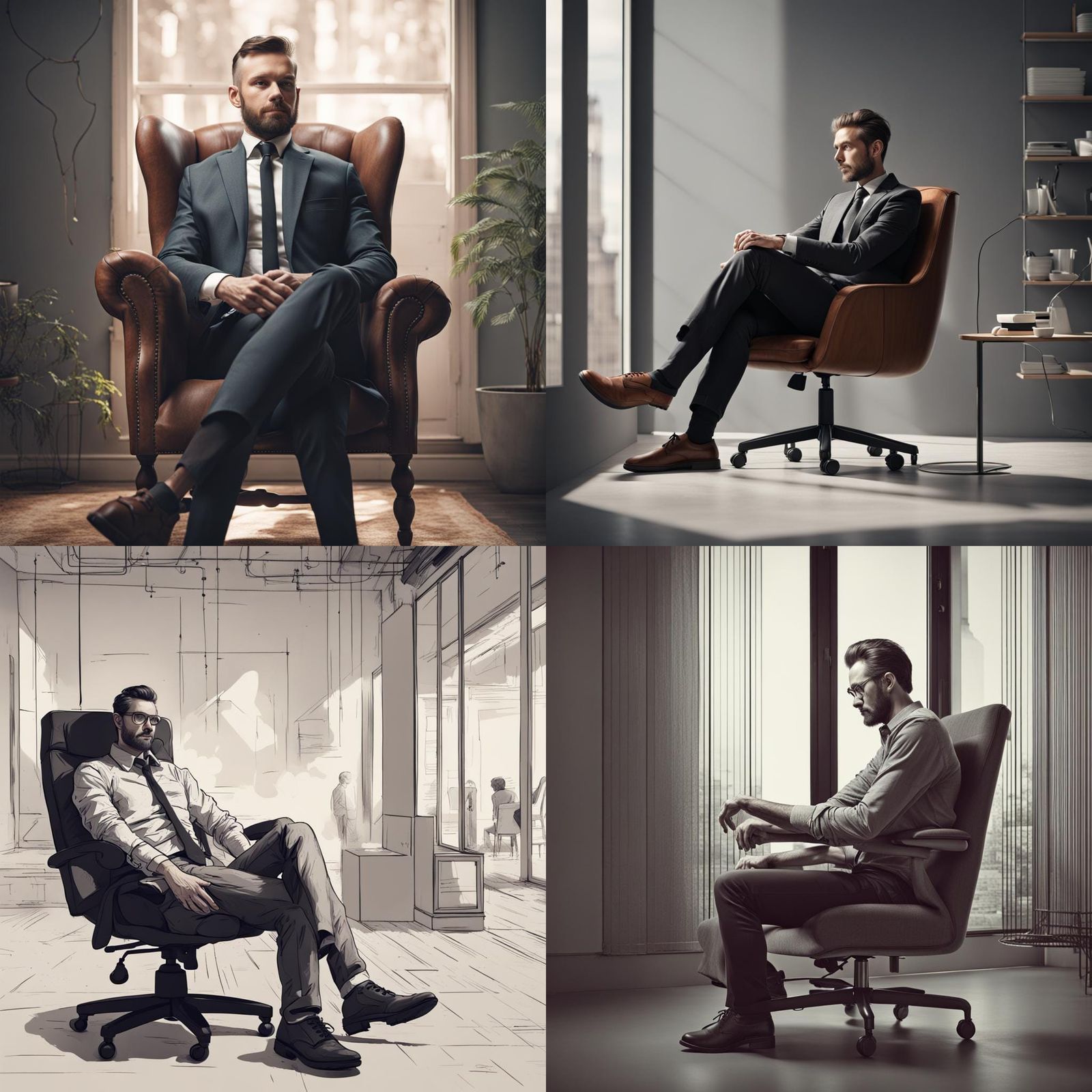 Man in Chair, High-Definition Digital Art