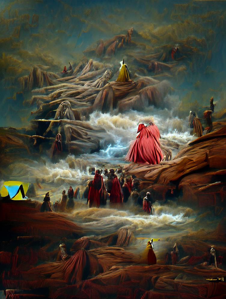 Moses Parting Red Sea in Romanticism Style
