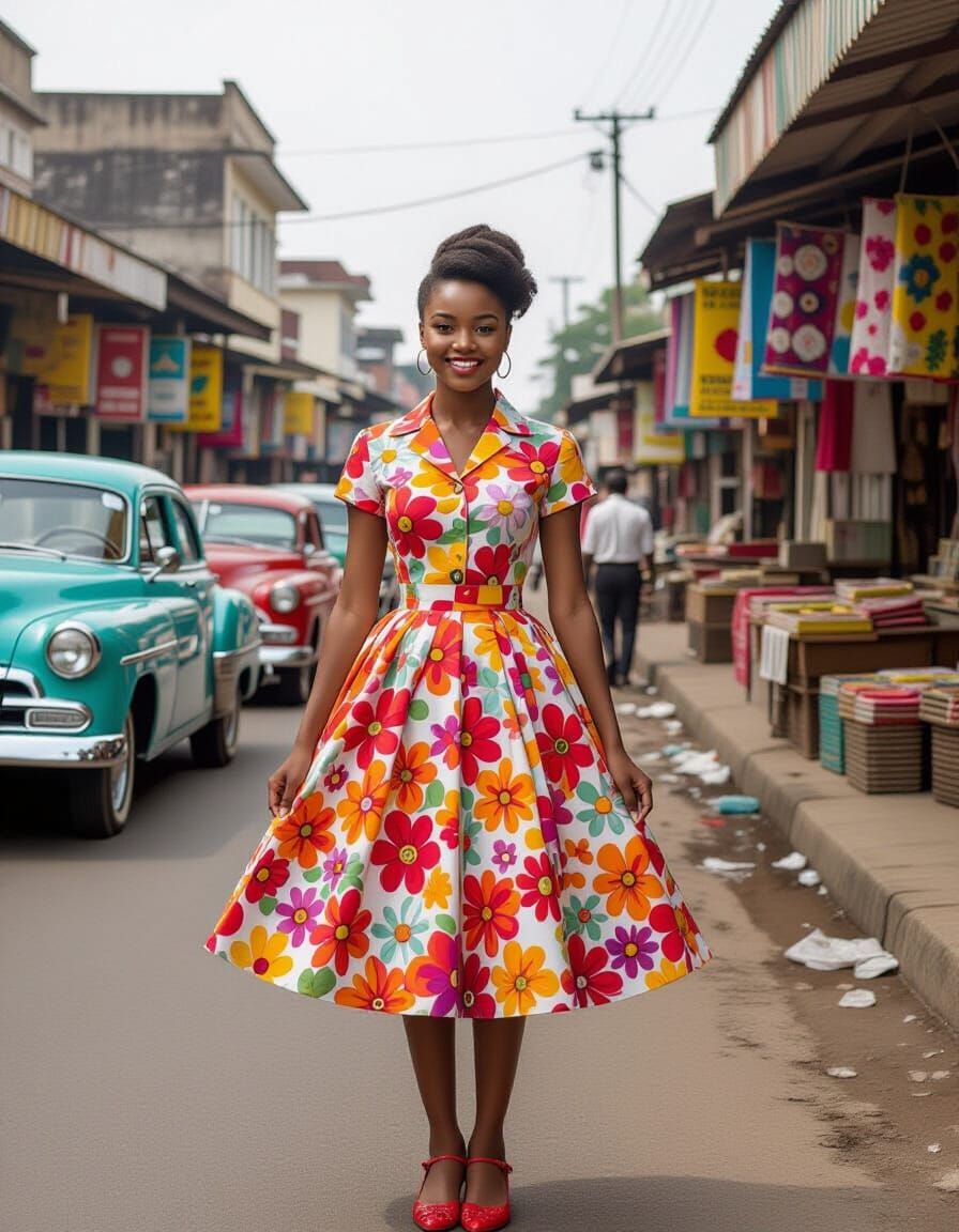 Teenager in 1950s African Street Scene