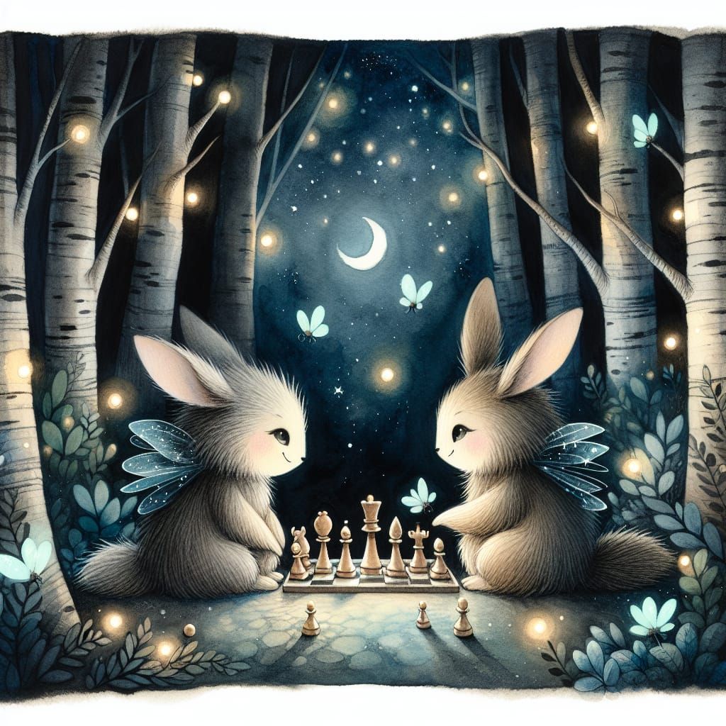 Enchanted Forest Chess Game: Whimsical Creatures