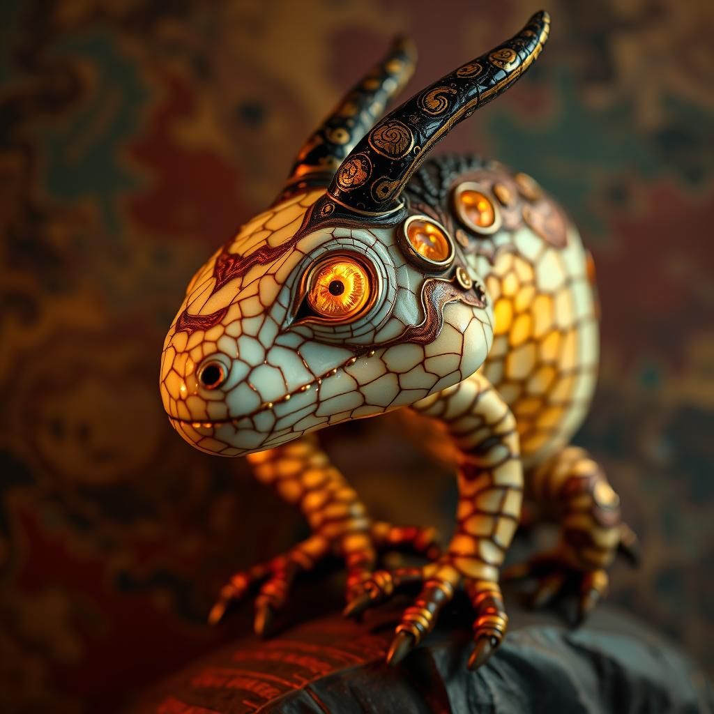 Kintsugi Creature in Dramatic Lighting