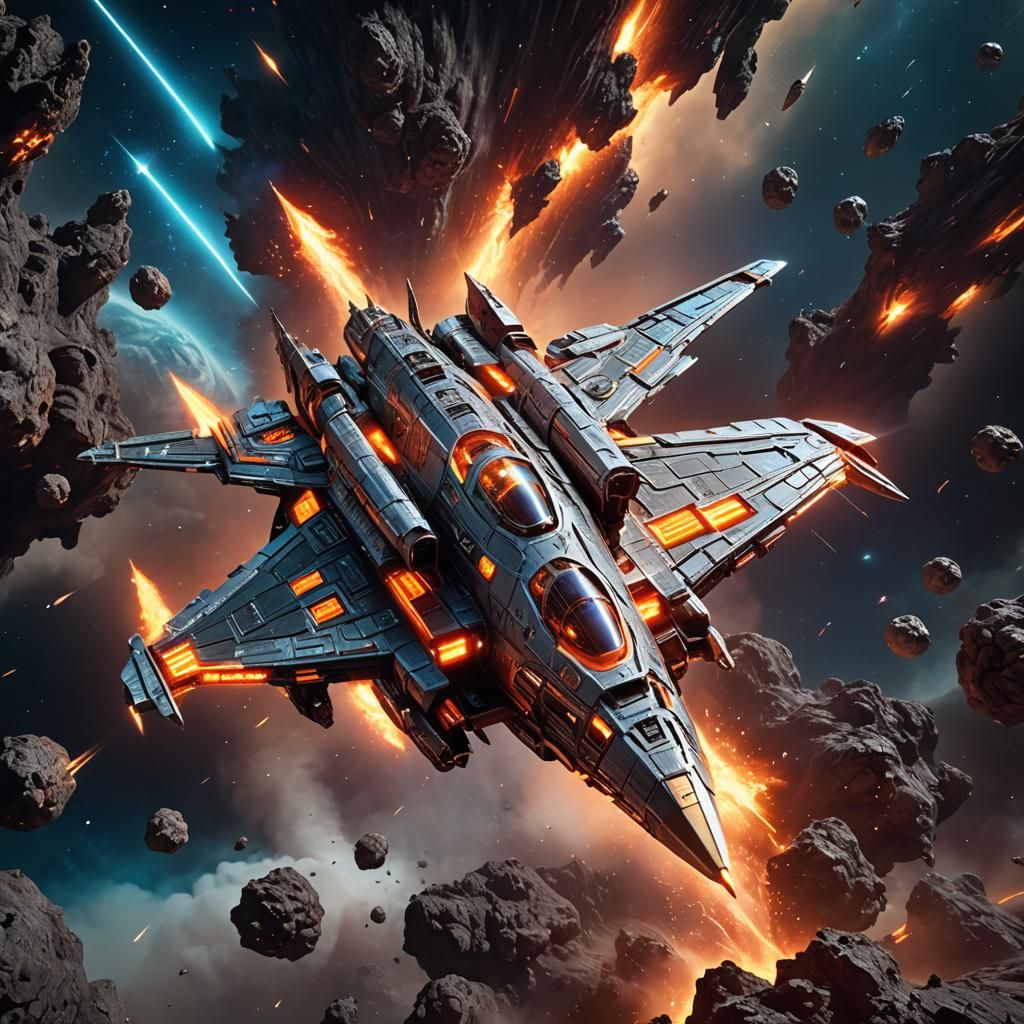 Neon Spaceship Cruises Cosmos in Stunning Action Scene