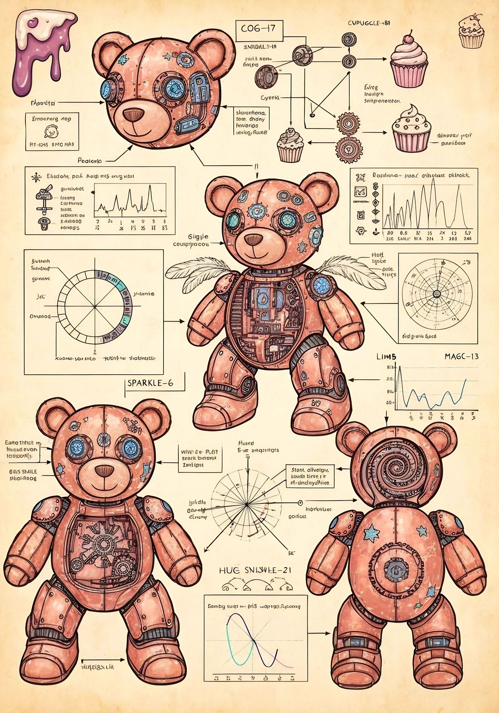 Steampunk Teddy Robot Blueprint: A Maximalist Schematic