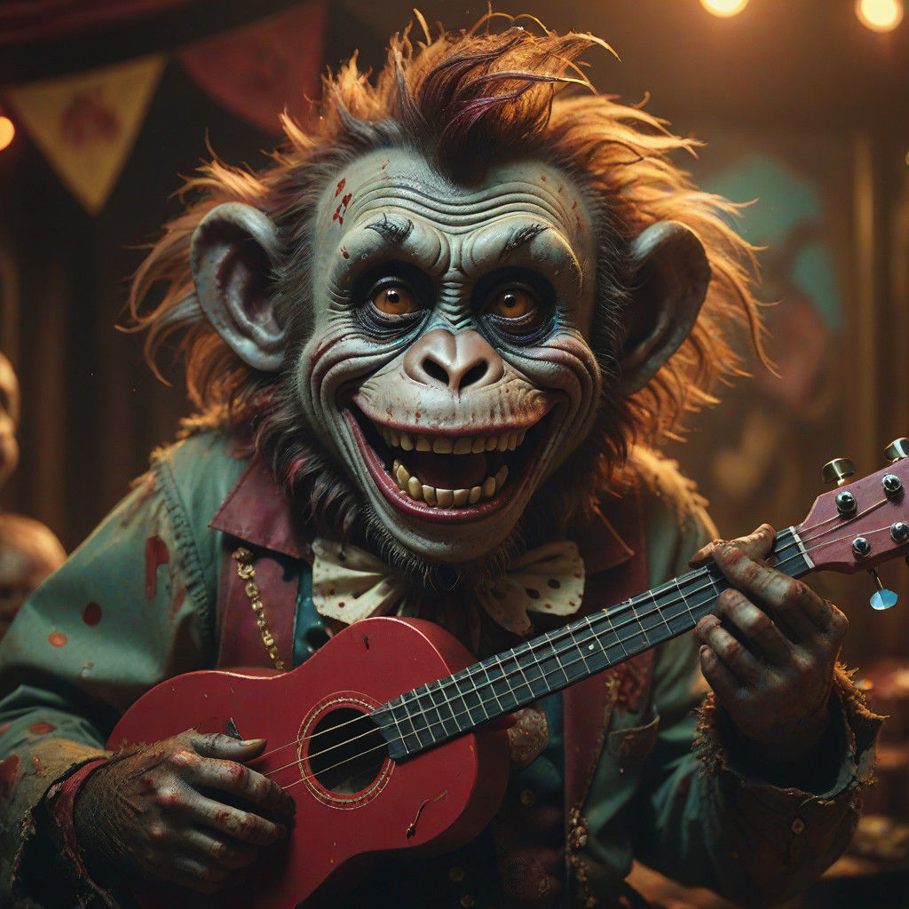 Epic Zombie Monkey Monster Clown in Abandoned Carnival