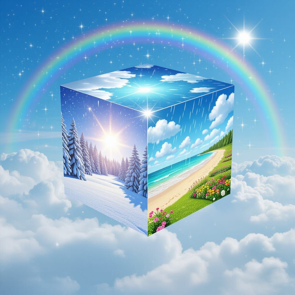 Prism Weather Cube Floating in the Sky