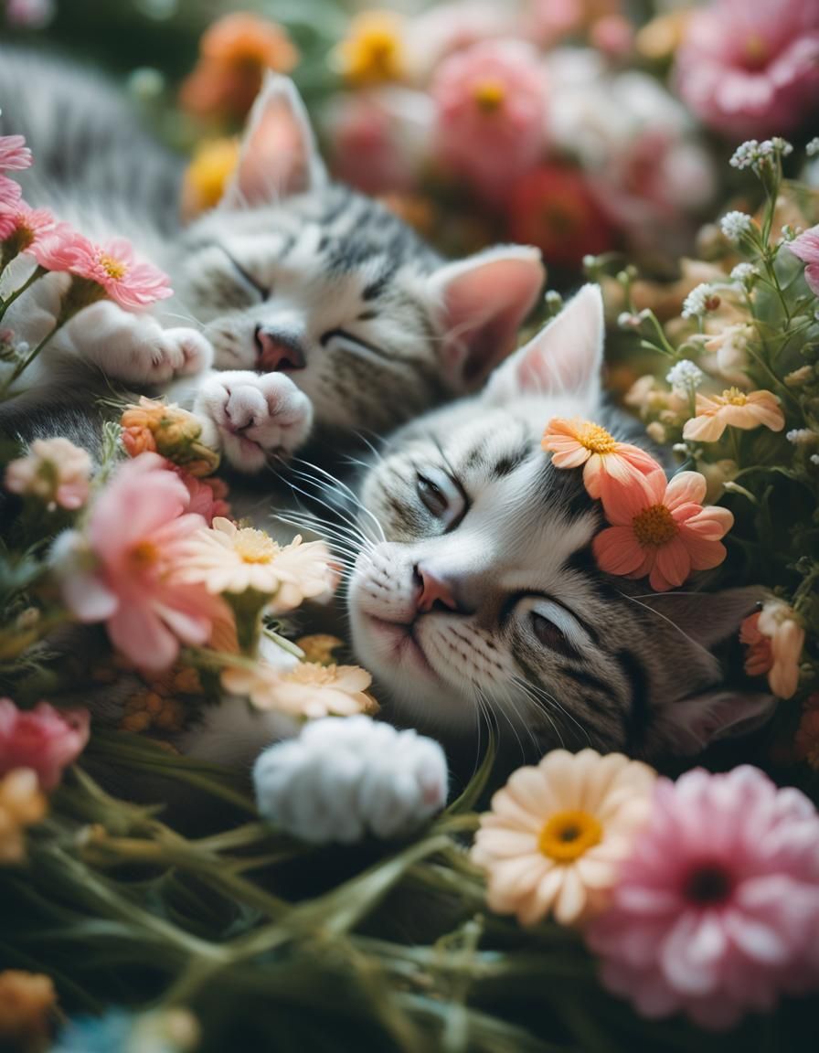 Newborn Kittens Sleeping: Dreamy Analog Film Photography