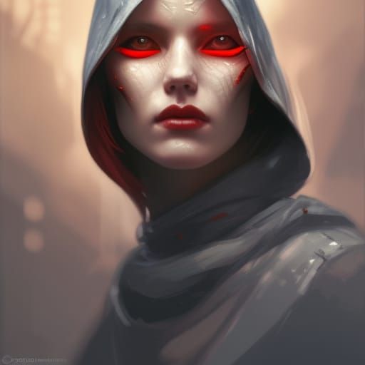 Cyberpunk Sith Lord Portrait with Red Tattoos