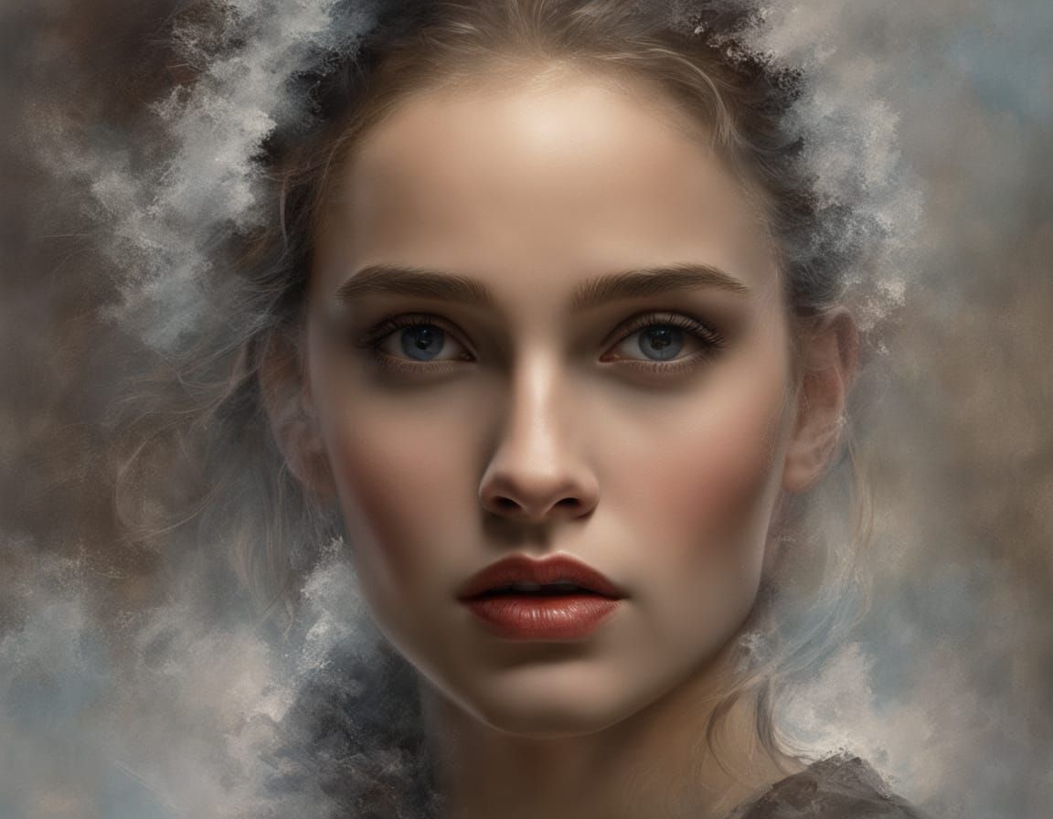 Natalie Portman Portrait in Impasto Chalk Art Style