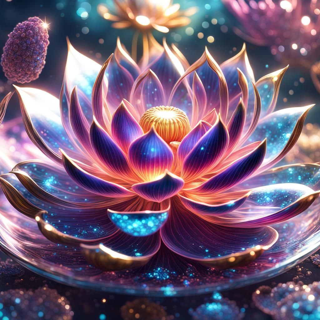 Magic Glass Lotus Blossom with Fractal Colors