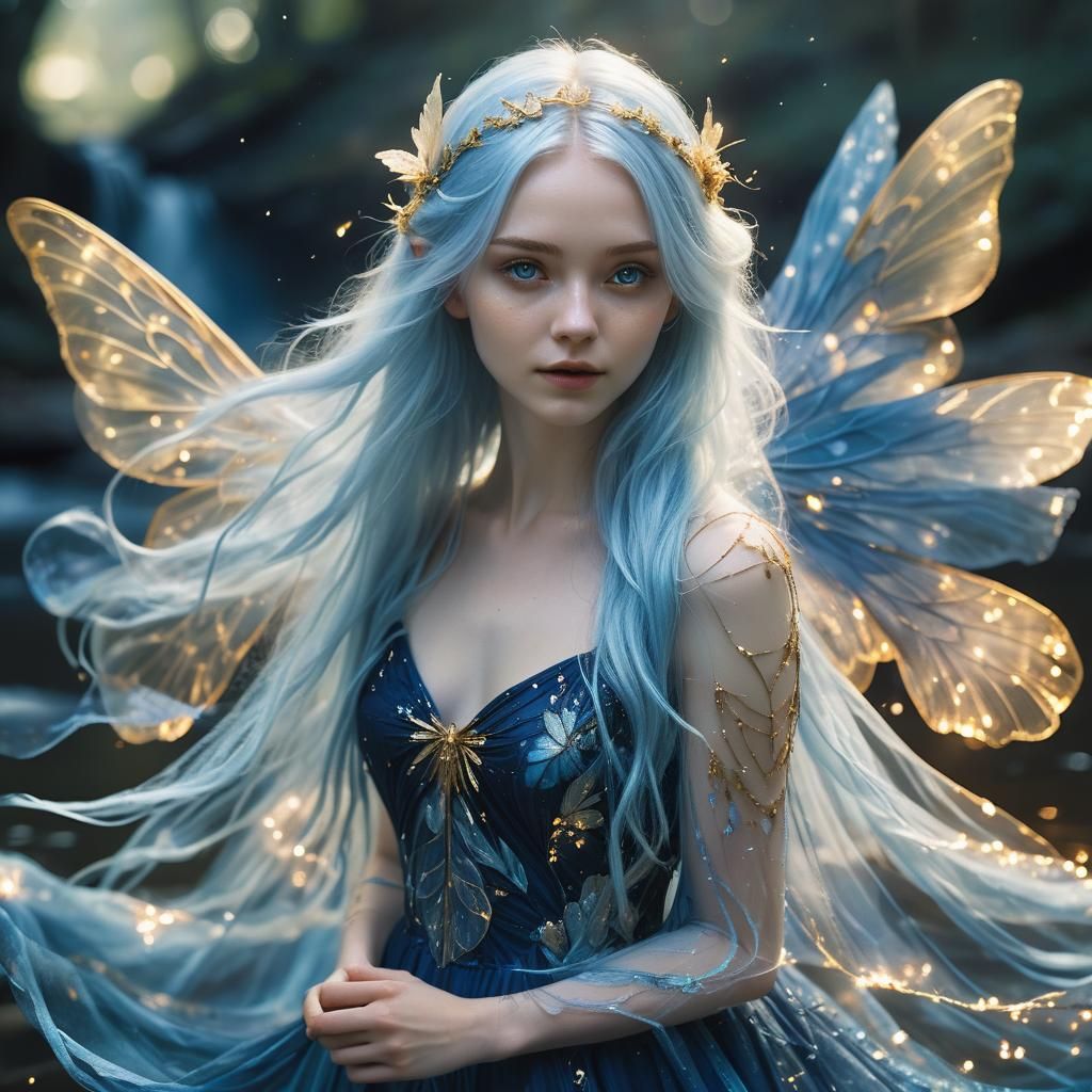 Ethereal Fantasy Portrait with Gossamer Wings and Biolumines...