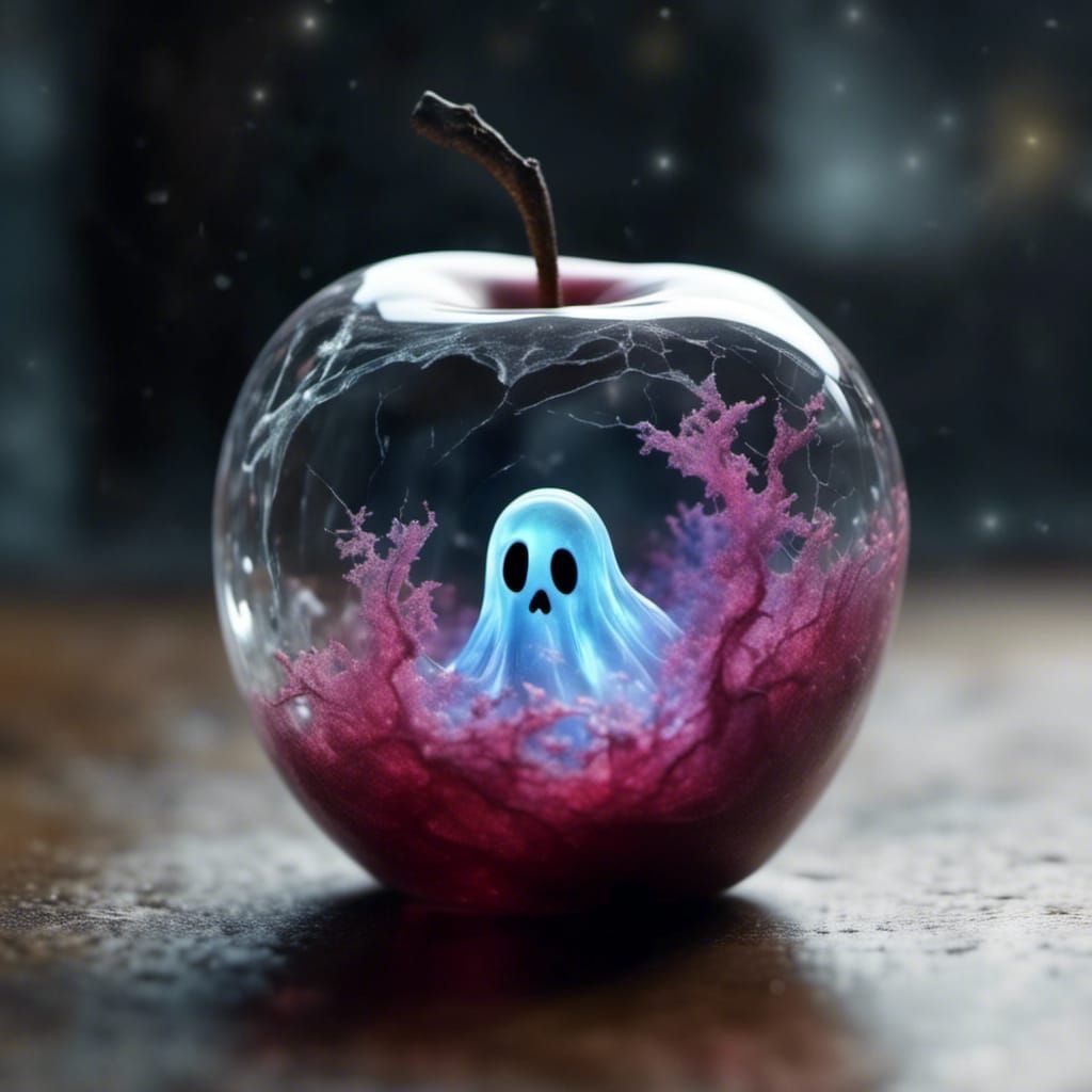 Miniature Ghost in Cracked Crystal Apple