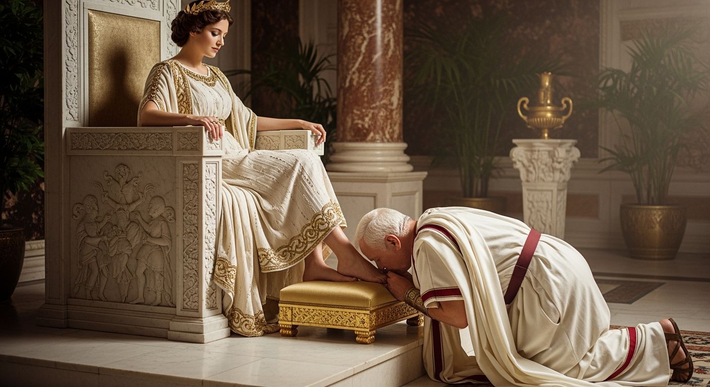 Empress Messalina on Lavish Throne in Ancient Rome