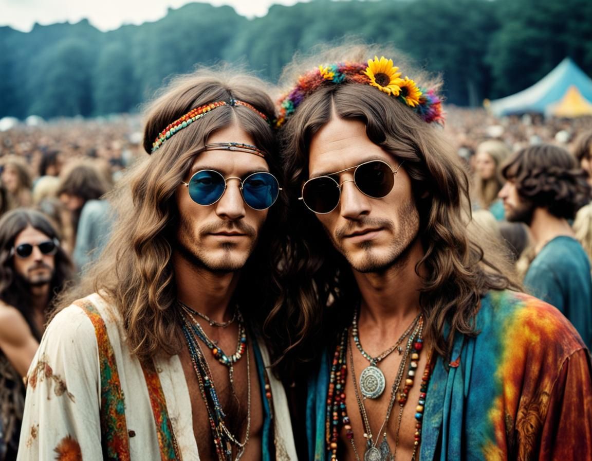 Hippie Couple at Woodstock Watching Janis Joplin