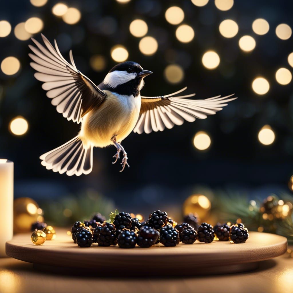 Chickadee with Christmas Lights: Hyper-Realistic Bird Photog...