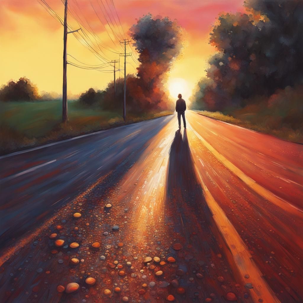 Hyperrealistic Road Scene: Life and Light Extinguished