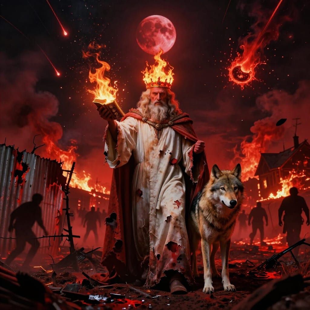 Divine King of Wrath Amidst Fiery Apocalypse