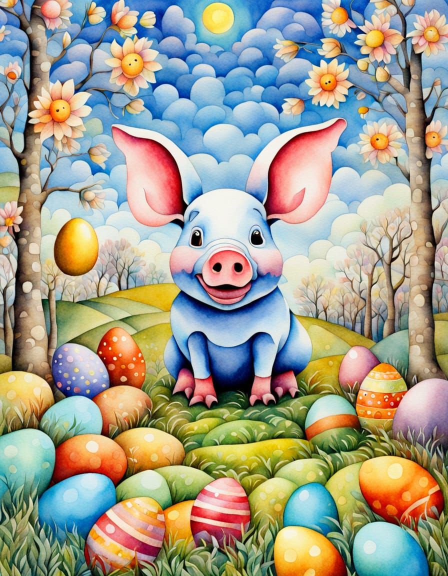 Easter Art in Vibrant Cubist Style