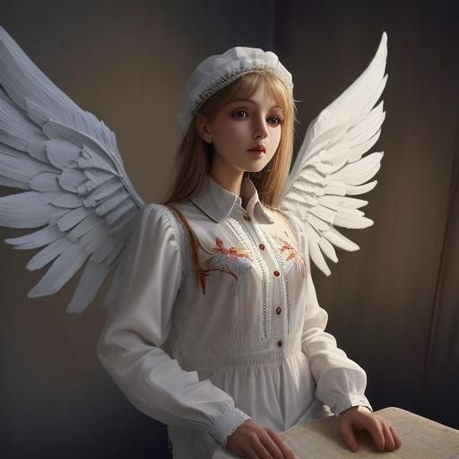 Ukrainian Angel in Embroidered Shirt