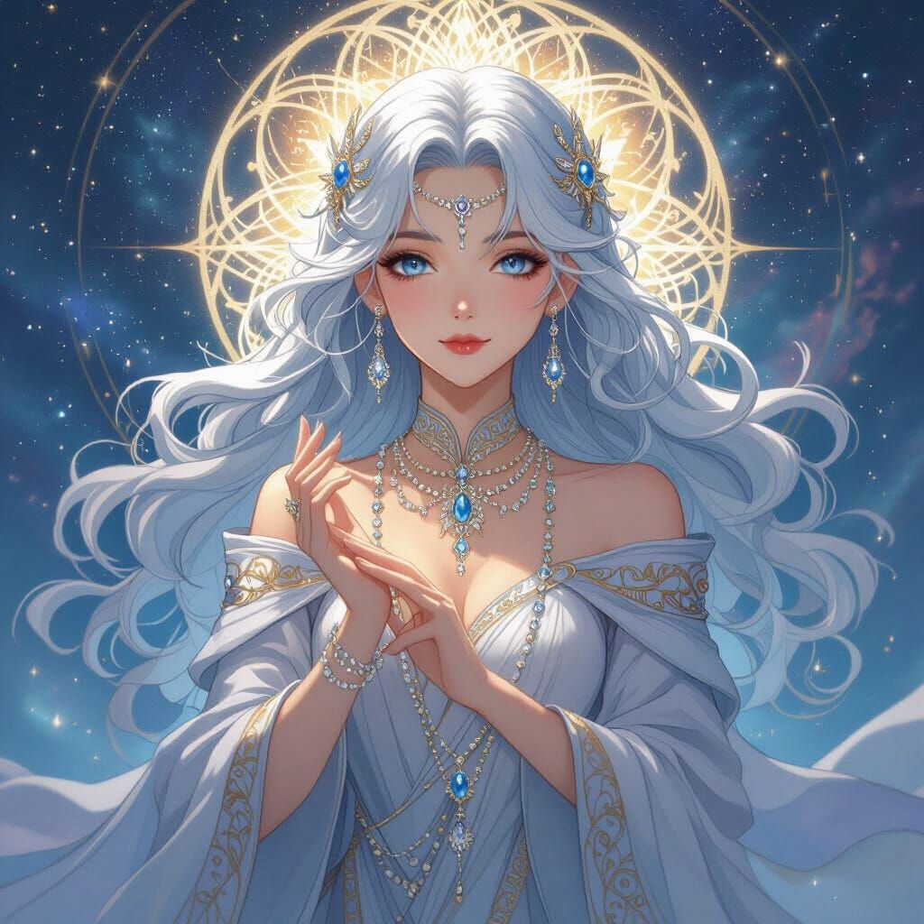 Celestial Empress in Anime Art Nouveau Style
