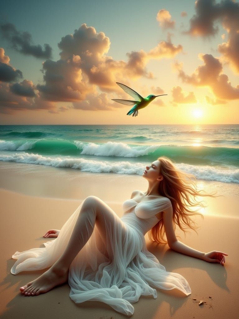 Hummingbird Soul Departs at Sunset