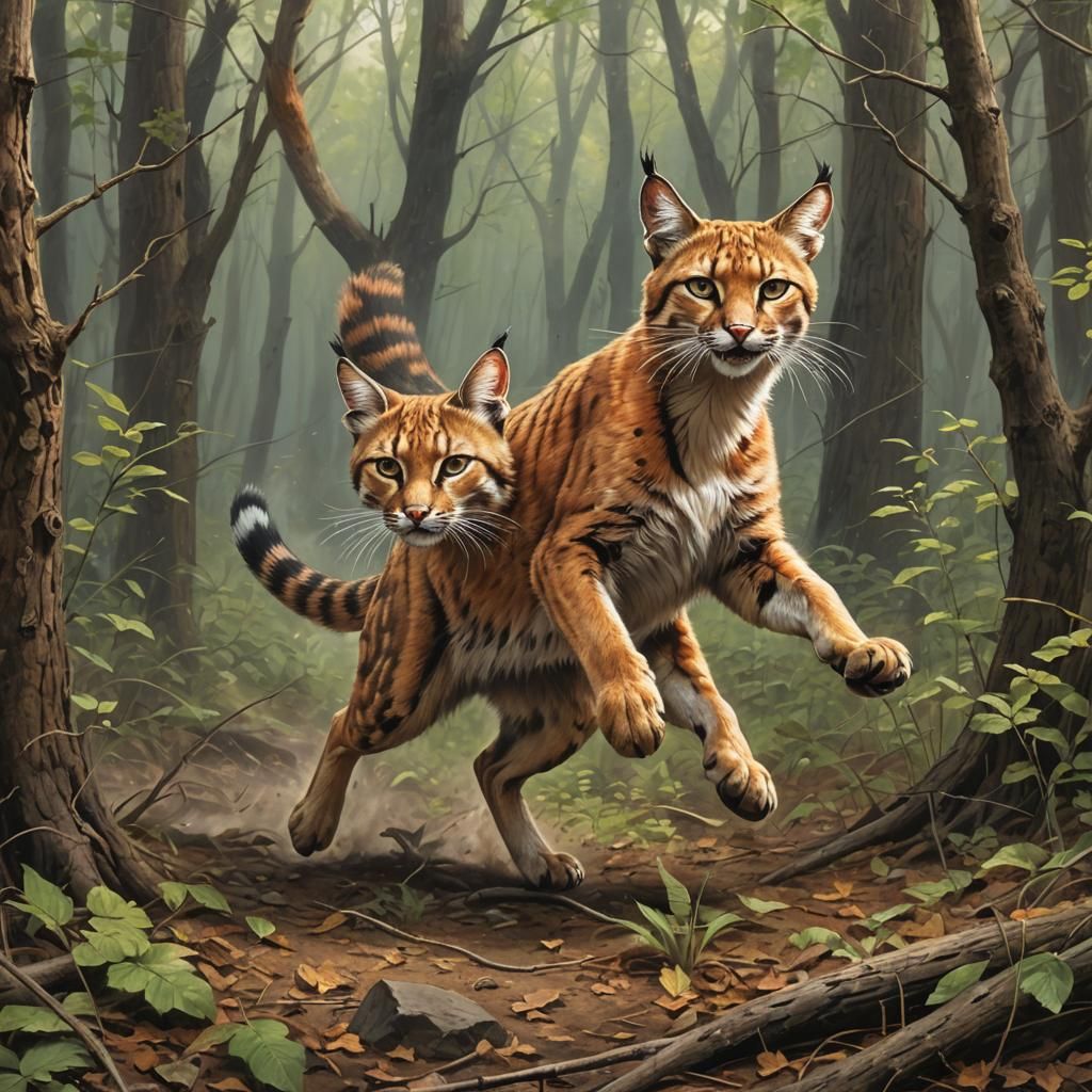 Dreamlike Firecat Leaping in Digital Art