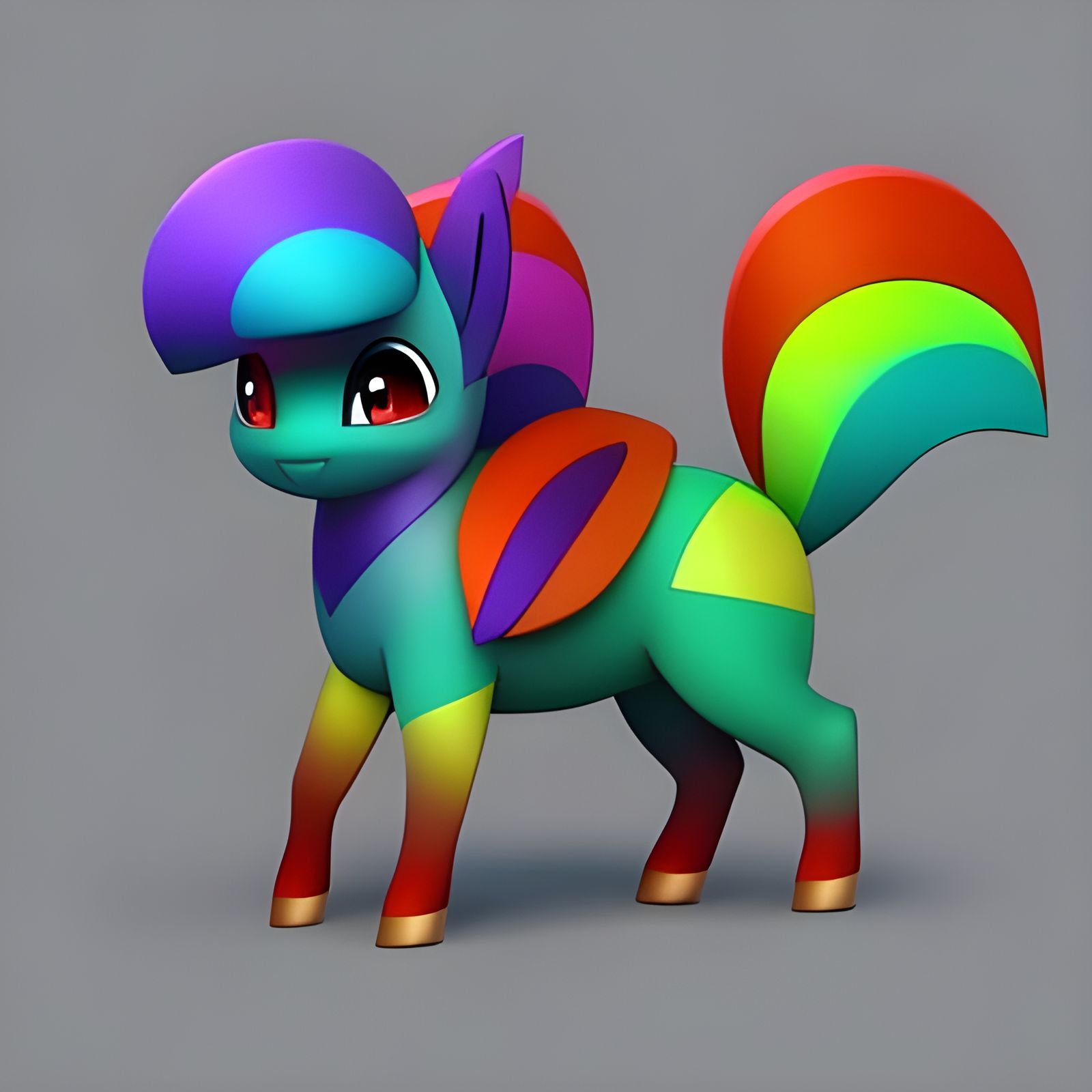 Rainbow Pokemon Horse: Pixar-Style 3D Digital Art