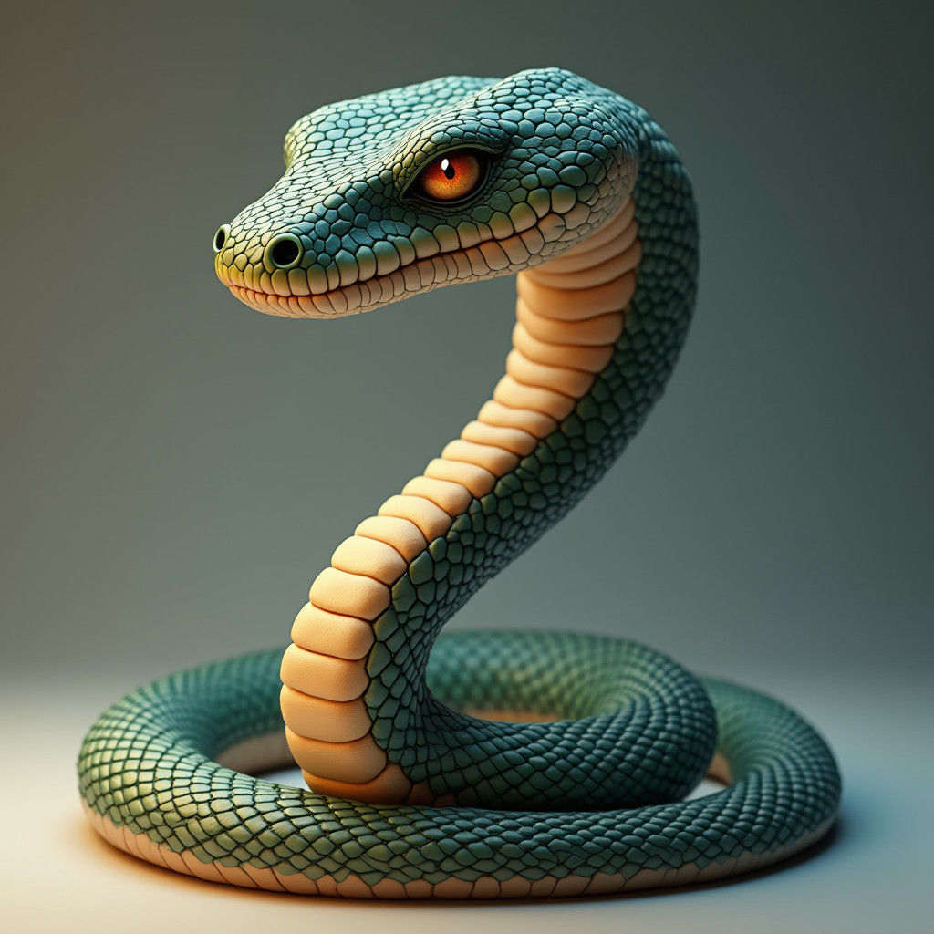 Majestic Animated Snake Character in 3D CGI Style
