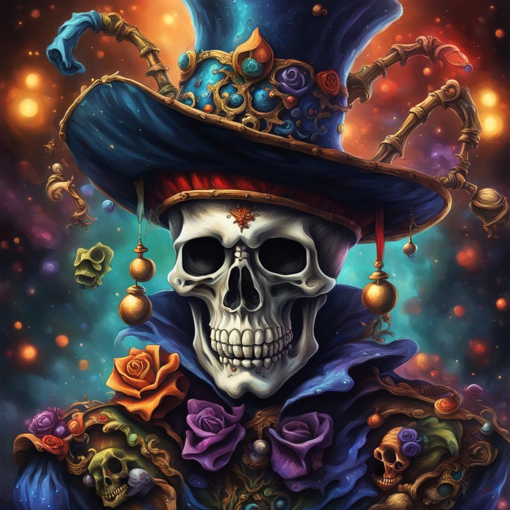 Jester Skeleton with Skulls in Danse Macabre
