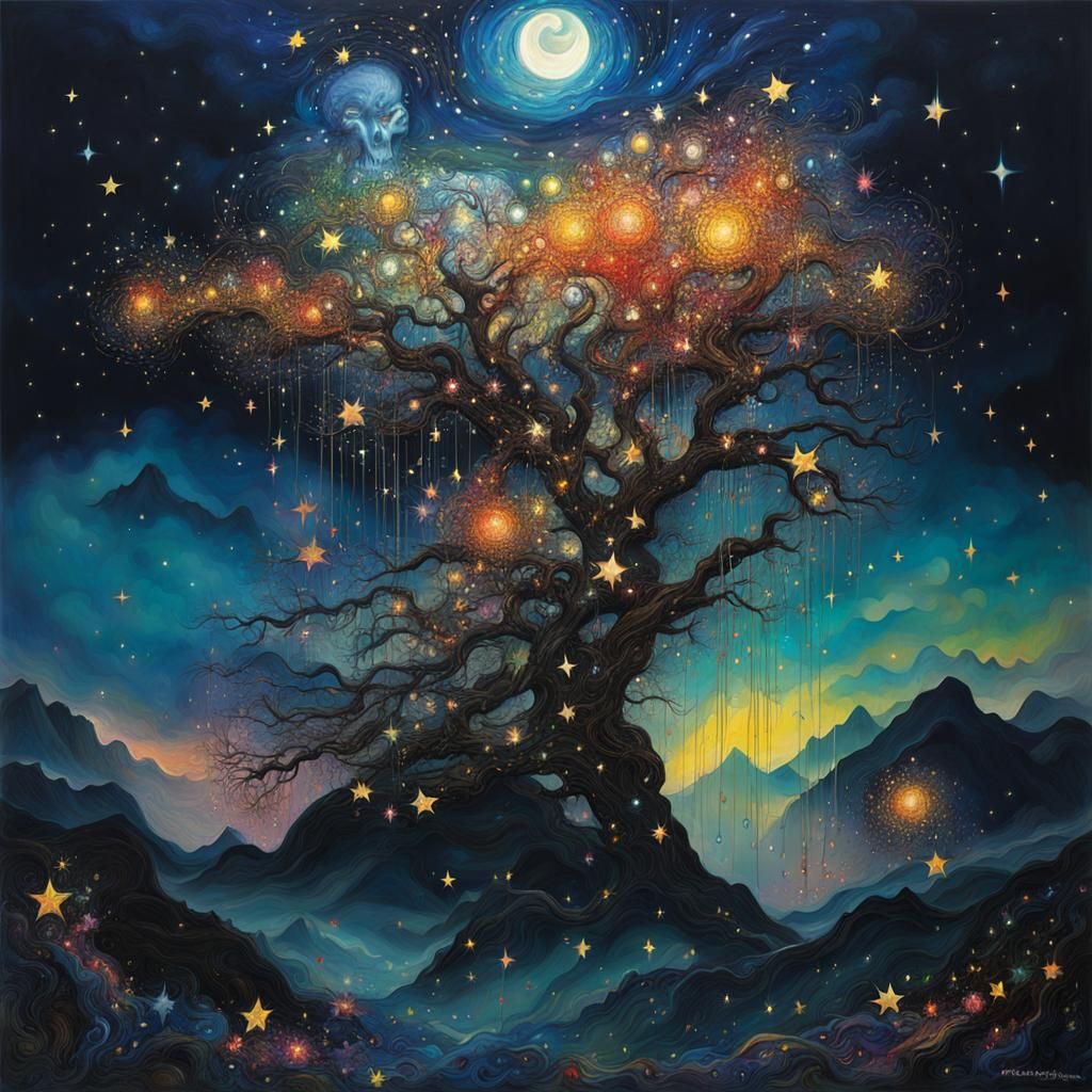 Intertwined Souls in Starry Night Sky