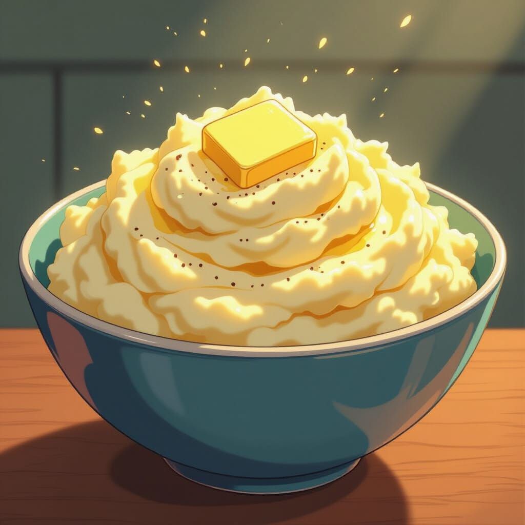 Hyper Realistic Mashed Potatoes in Comic Style