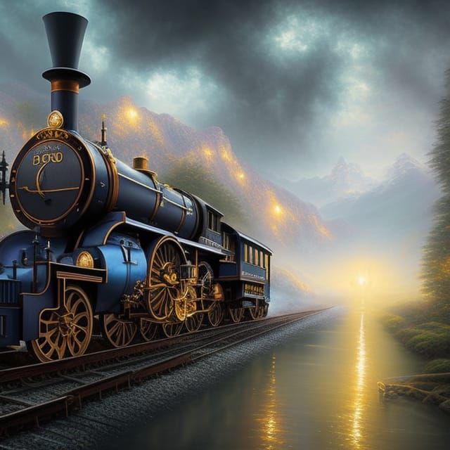Train Moving Away: Epic Digital Matte Painting
