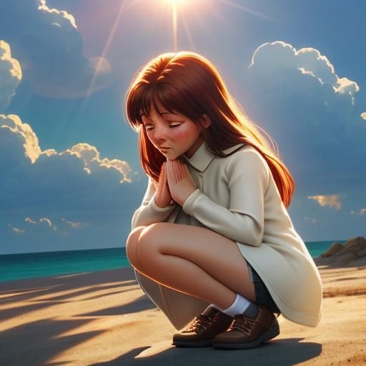 Woman Praying in Tears, Divine Light